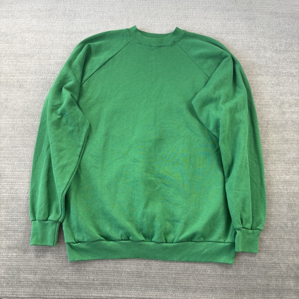 Vintage Tee Jays Sweater Mens 2XL Green Crew Neck Stretch Raglan Made In USA